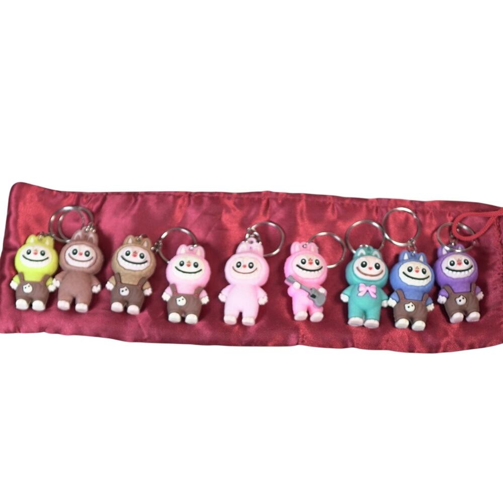 Labubu Silicone Keychain Brown Bunny Monster Figure Kawaii Bag Charm - Picture 5 of 8